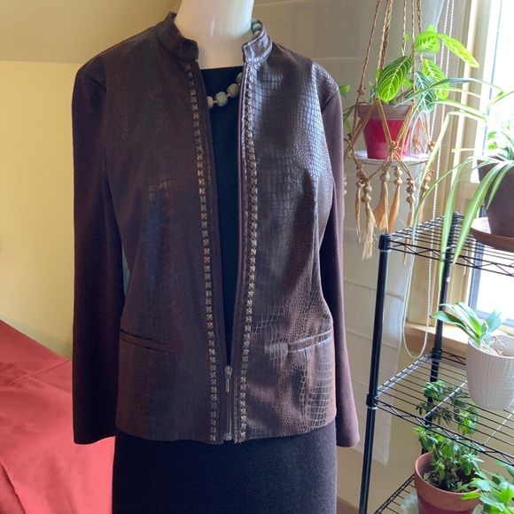 TanJay Jackets & Blazers - Vintage Y2K FAUX LEATHER & Knit Brown jacket